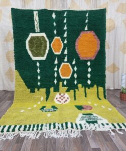 Artistic Wool Rug,Handmade Moroccan Rug,green Moroccan rug, Custom Moroccan Berber rug,Custom green rug, Handmade Rug For Your Living Room