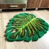 Green Monstera Leaf Rug Hand-Tufted Home Decor