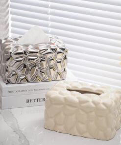 Modern Silver Ceramic Tissue Box Ornaments Modern Decorations