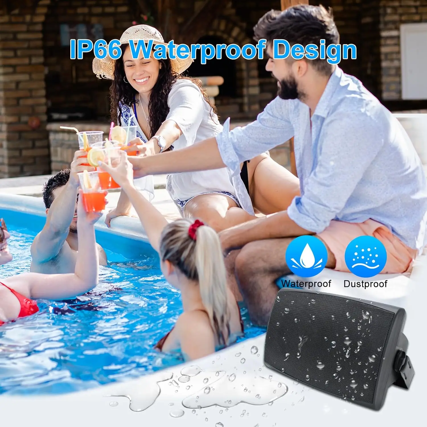 Herdio 2PCS 6.5'' 400W Passive Outdoor Speakers Wired Waterproof Wall Mount Speakers With Loud Volume Suitable For Patio Garden - Image 3