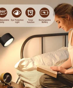 LED Wall Mounted Lights with Remote Wireless Magnetic Wall Sconces 3 Color Dimmable USB Rechargeable for Bedroom Bedside Light