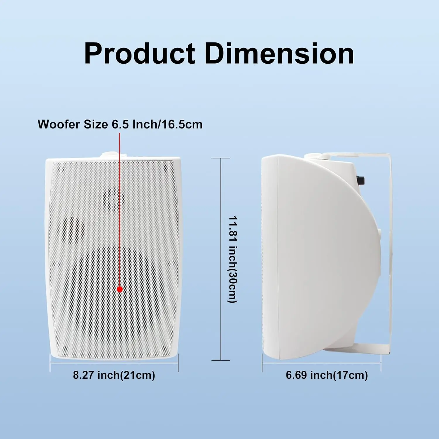 Herdio 2PCS 6.5'' 400W Passive Outdoor Speakers Wired Waterproof Wall Mount Speakers With Loud Volume Suitable For Patio Garden - Image 4