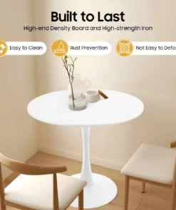 Alternative view of End Tables 165.35lbs Max Load Density Board+Iron Art White Modern Suitable for Living Rooms Cafés Restaurants