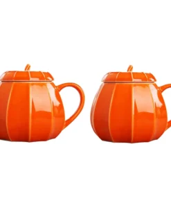 Alternative view of ABUN-2X Mug Pumpkin Mug With Lid - Decorations Ornament Coffee Mugs Big Cute Fall Cups Teacup - Birthday Gift Idea