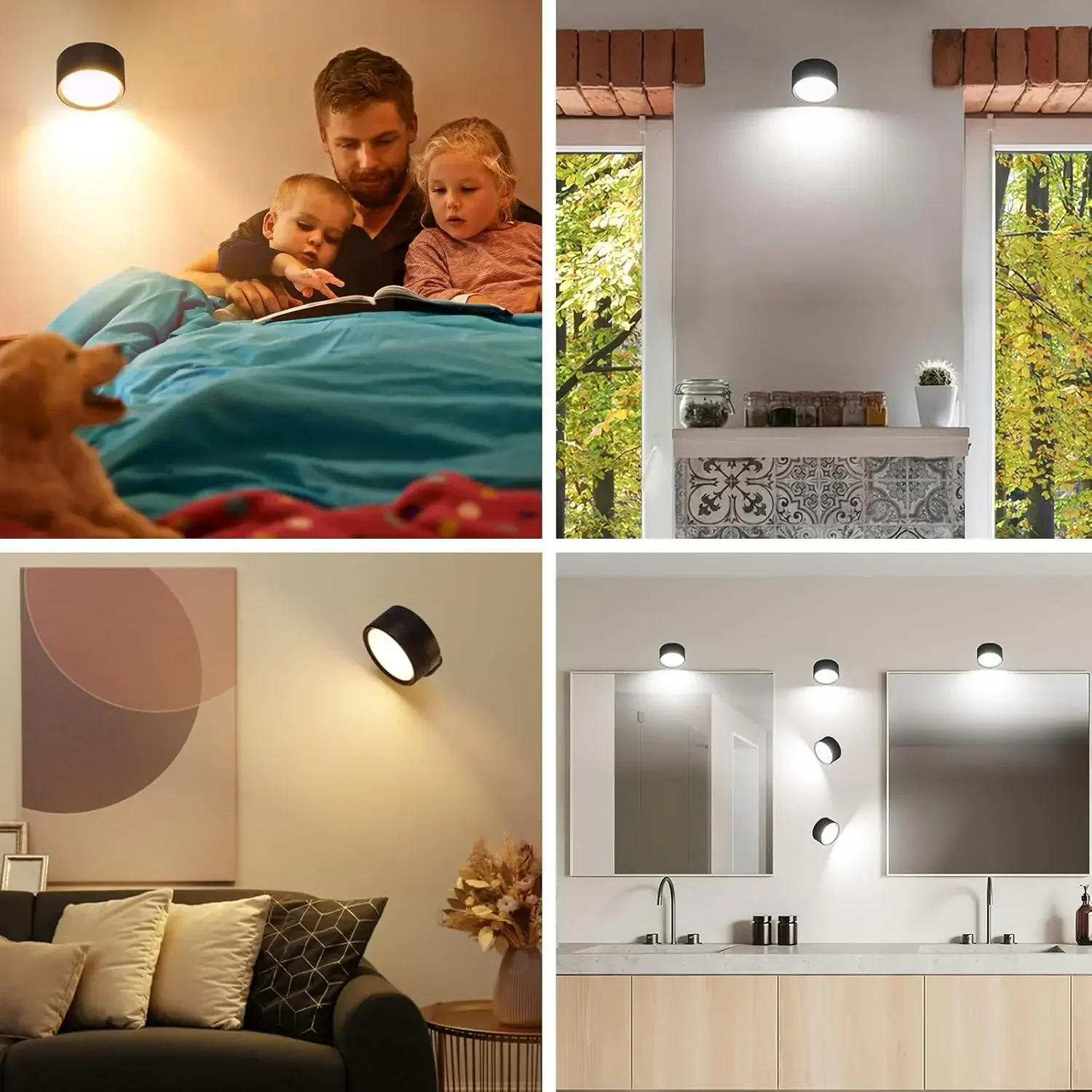 LED Wall Mounted Lights with Remote Wireless Magnetic Wall Sconces 3 Color Dimmable USB Rechargeable for Bedroom Bedside Light - Image 5