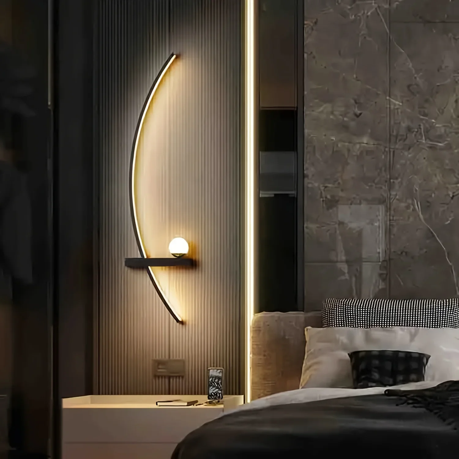 2pcs Modern Adjustable LED Wall Sconce, 31.5" Arched Metal Bedside Lamp, 3000K Warm Glow, Indoor Use for Bedroom - Image 5