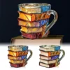 Painted Book Mug 11oz Novelty 3d Painted Books Coffee Mug Unique Colorful Resin Books Stack Coffee Cup Collection Gifts